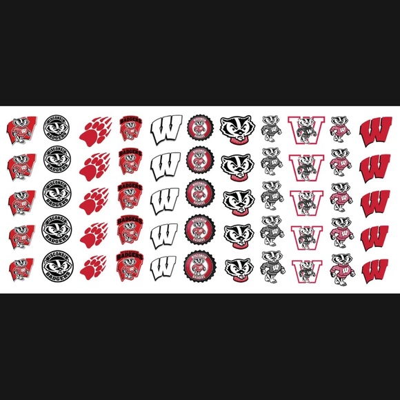 💌BO/GO$6 Wisconsin Badgers College Sports Team Nail Decals - Picture 2 of 4
